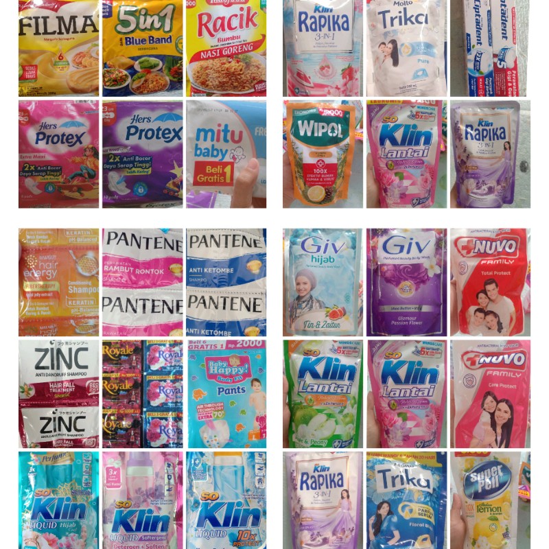 sabun, pasta gigi, sampo, dll